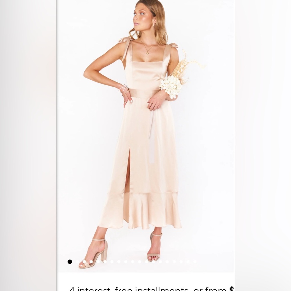 Show me your mumu Claire midi dress size m gently used champagne luxe satin